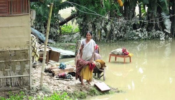 This year's floods in northeast India has rendered more than half a million people homeless. (Photo by Oxfam)