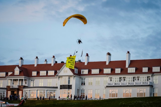 Greenpeace Flies Banner Over Trump