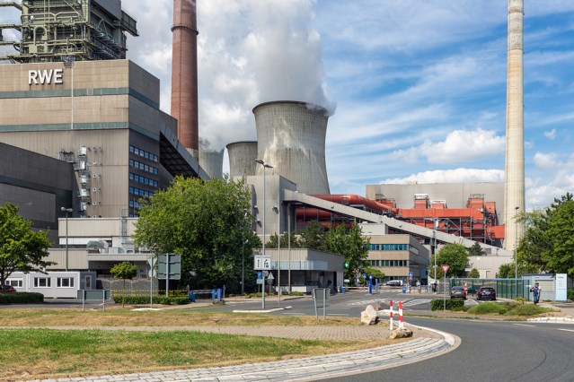 Frimmersdorf, Germany - June 27 2018: Workers Leaving Factory Ga