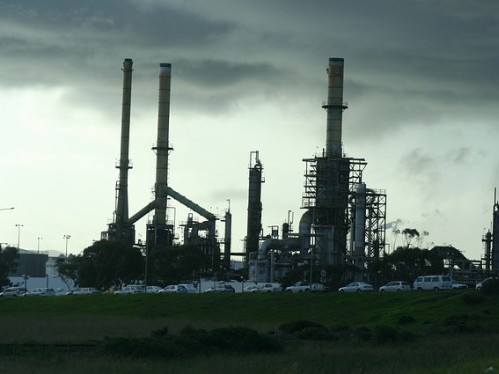 An oil refinery.