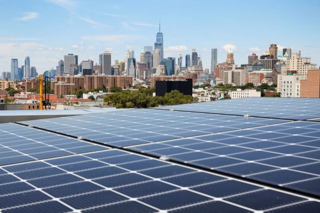 A solar array in New York, US.