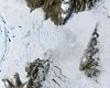 Satellite imagery reveals the retreat of the Zachariae Isstrom, the largest glacier in Greenland.