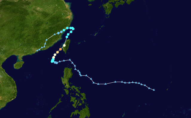 Map plotting Dana's track and intensity.