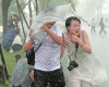 Strong winds and heavy rainfall batter Hangzhou, in the Zhejiang province.