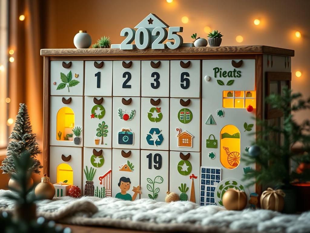 AI-generated graphic resembling a sustainable Advent calendar.