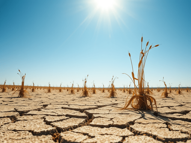 AI-generated visualisation of a grain field perched in severe drought conditions.