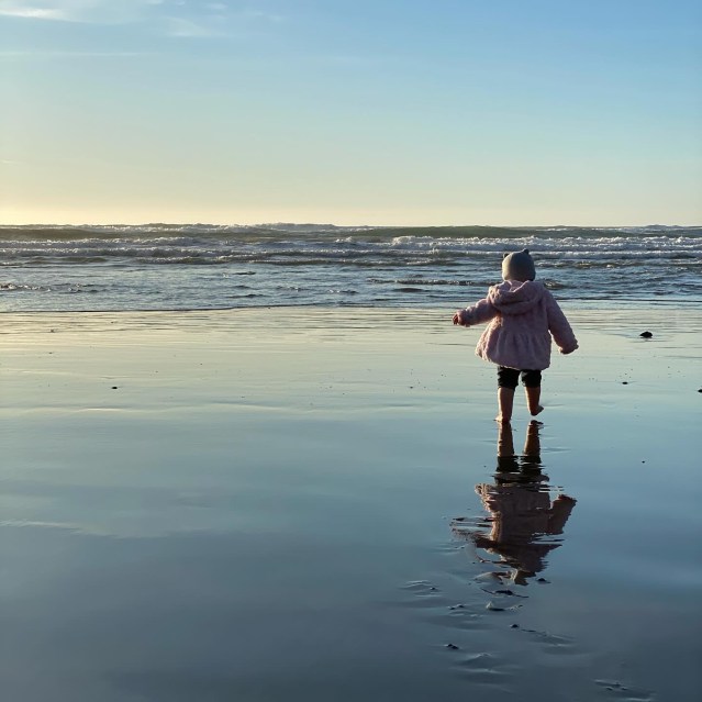 Bridget's daughter during a walk at the beach.