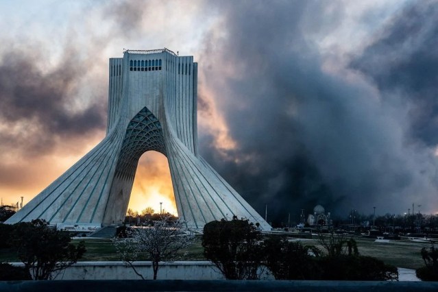Tehran’s Azadi Tower on the 3rd of March, following a US-Israeli air strike on the city.