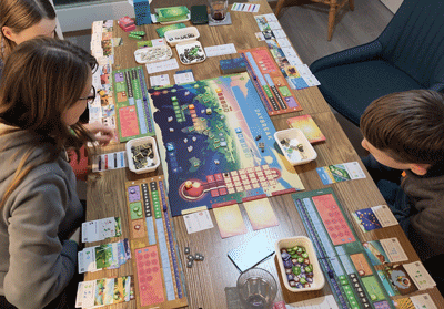 Action shot of the climate board game, Daybreak.