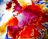 Graphic showing the heat dome engulfing large parts of Europe.